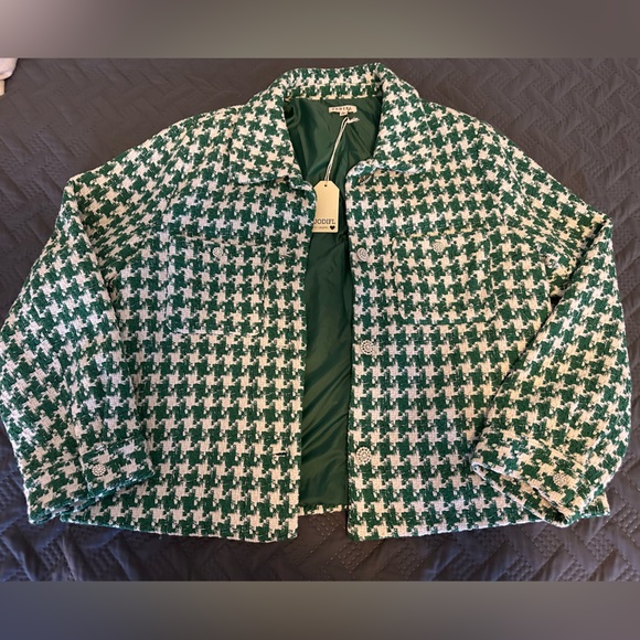 Green and White Houndstooth Jacket Jodifl - Picture 2 of 4